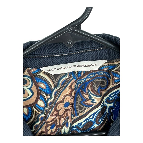 Perry Ellis Jacket Mens 40R Blazer Sport Coat Navy Gray Pinstripe Denim Cotton - Picture 2 of 6